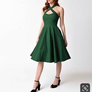 Unique Vintage 1950’s green Rita swing dress
